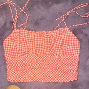 Zara Bright Neon Pinkish Orange Summer Top